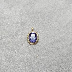 FABULOUS Black Hills Gold Grape & Leaf Blue Helenite Pendant
